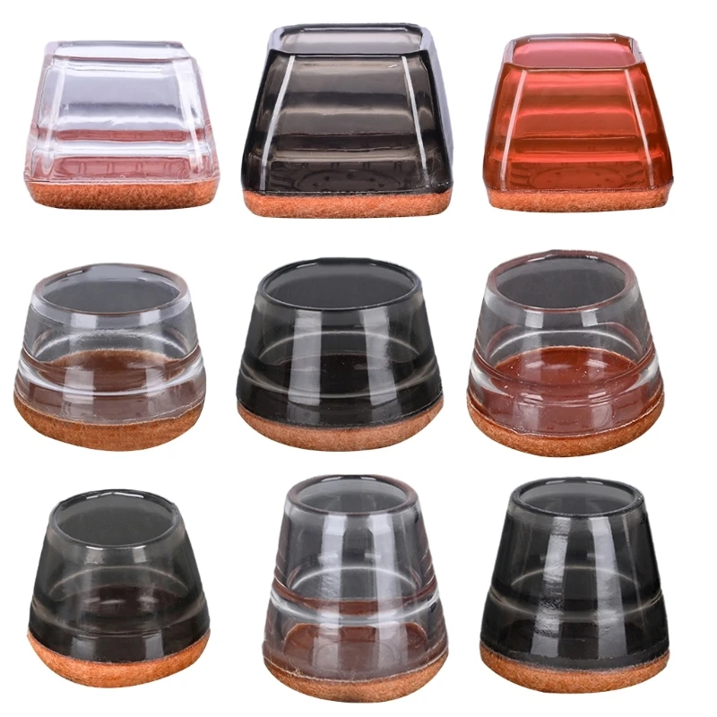 Chair Leg Guards Enhanced Silicone Furniture Pads Elastic Caps with Felt Bottom Protect Wood Tile and Carpet