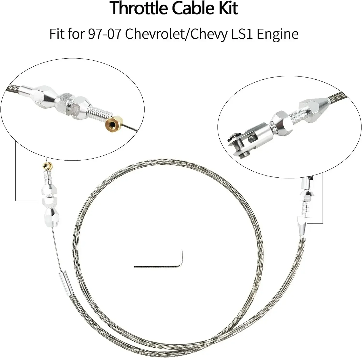 Kit cavo gas acceleratore motore intrecciato da 24 "per motori Chevy LS LS1 4.8 5.3 5.7 6.0L per motori Chevrolet/Chevy LS1 97-04 5.7L