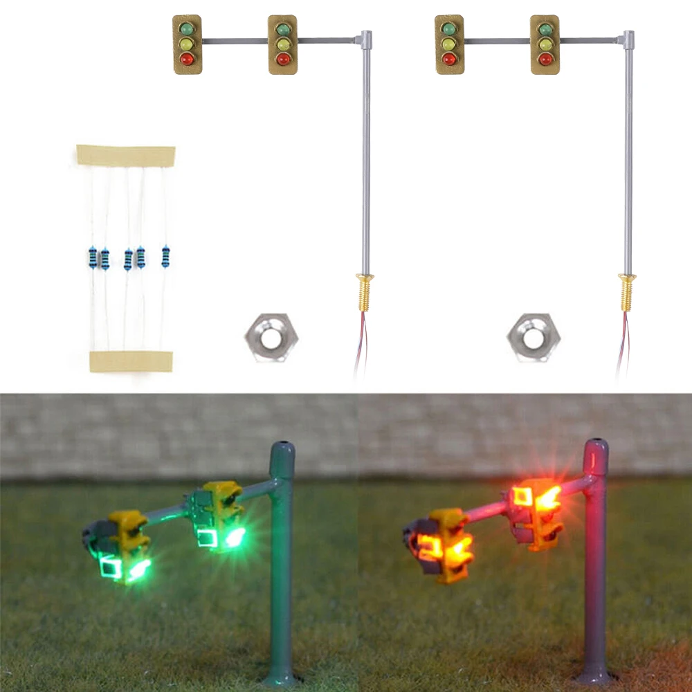 

2 шт. светофоры N масштаб пересекающая модель ходьбы светодиодные пешеходные уличные сигналы лампы рельсовые дорожки и поезда аксессуары для макета