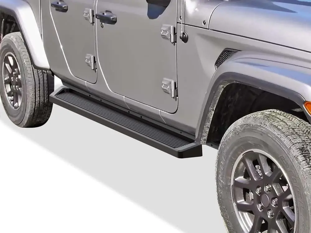 لوحات الجري (خطوات قضبان Nerf) متوافقة مع Jeep Gladiator 2020-2025 Crew Cab (نمط لوحة الجري المطلية بالمسحوق الأسود)