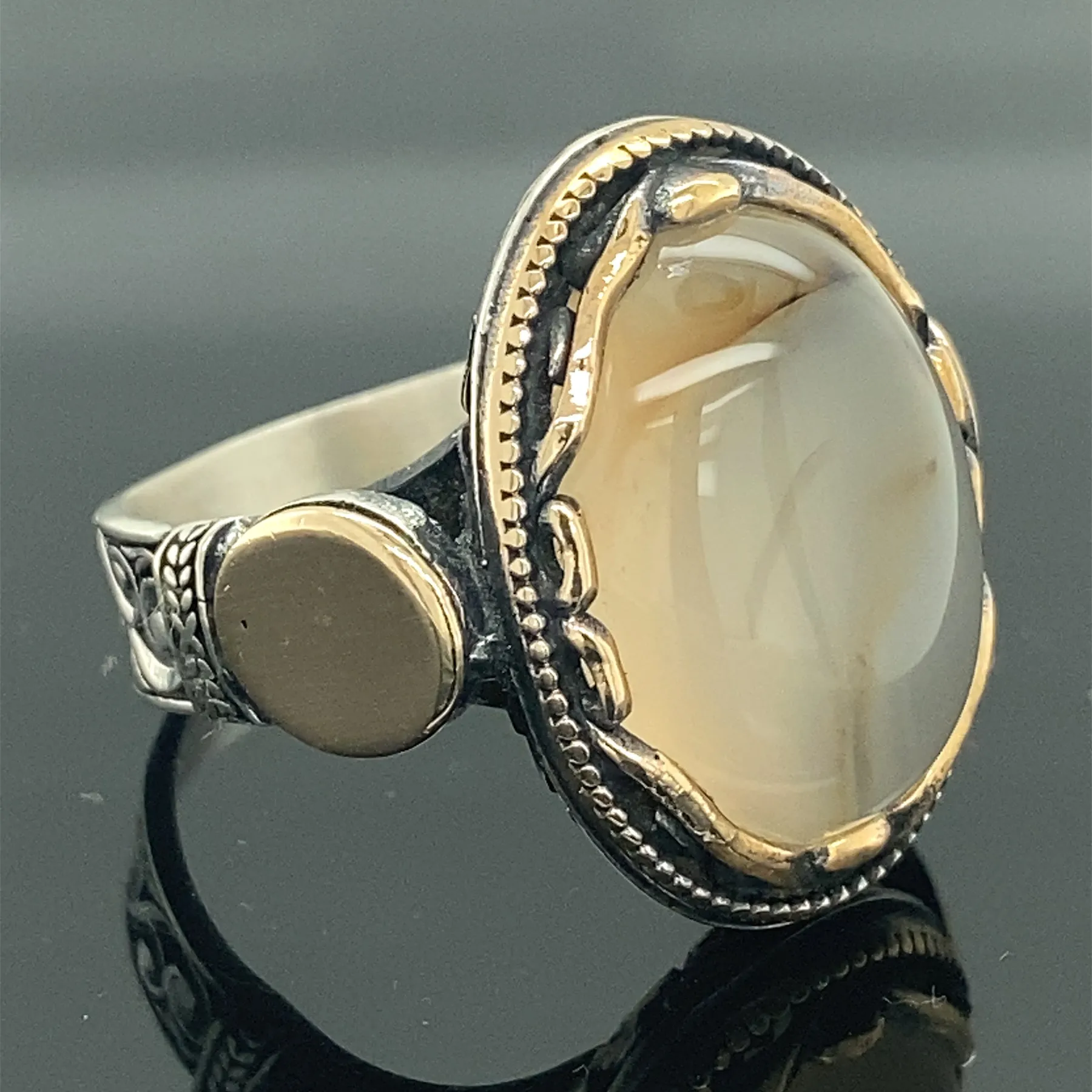 Sterling Silver Ring , Yemen Agate Stone Ring , Agate Stone Ring , Oval Gemstone Ring , 925k Sterling Silver Ring