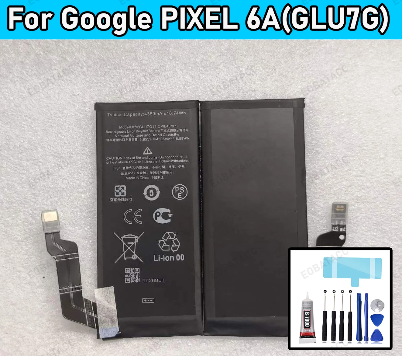 

100% New Zero Cycle Battery GLU7G For HTC Google PIXEL 6A Replacement Battery + Free Tools