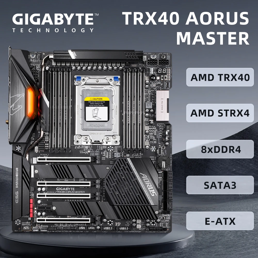 Gigabyte TRX40 AORUS MASTER Motherboard AMD Socket STRX4 Supports Ryzen Threadripper 3990X 3970X  CPU AMD TRX40 8 x DDR4 E-ATX