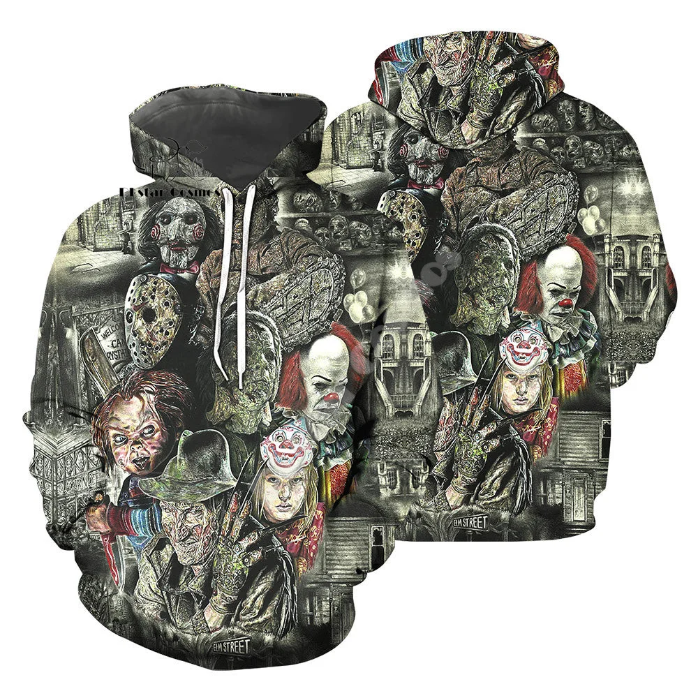 Cosplay Halloween Horror Terror Movie Michael Myers Vintage Retro Graffiti 3DPrint Pullover Streetwear Casual Jacket Hoodies N4