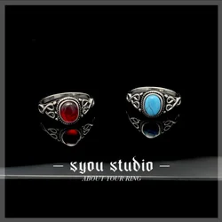 New Oval Red Stone Vintage Simple Rings Stainless Steel Unique For Women Gift Fashion Mens Ring Party Jewelry Unisex Wholesale