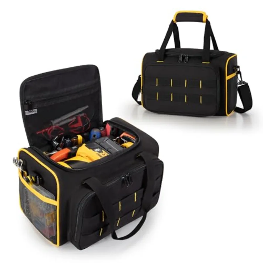 

【Spot goods】12-inch Tool Bag with Multiple Pockets Heavy Duty Tool Tote for Men Black