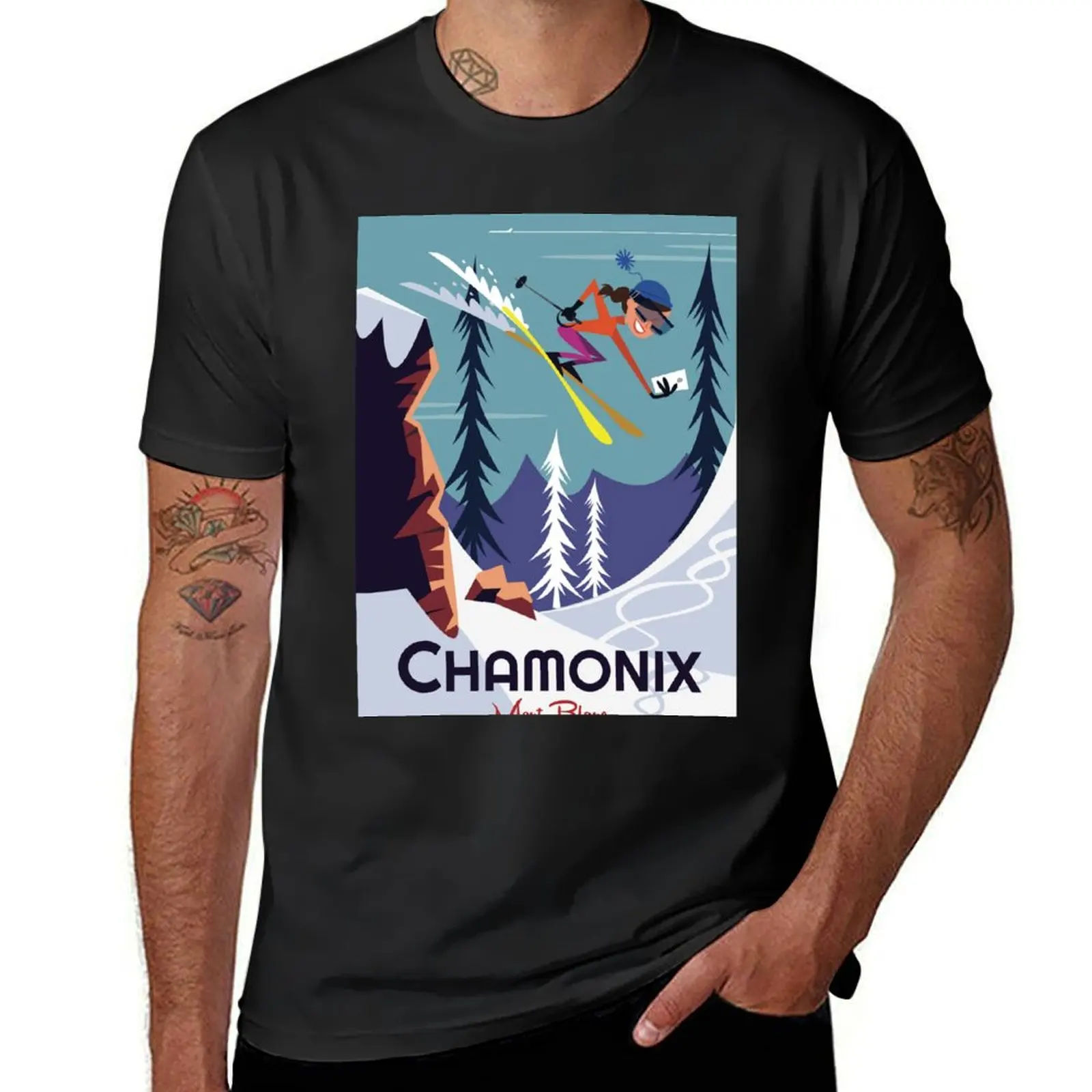 Chamonix Mont Blanc Poster T-Shirt oversized kawaii clothes boys whites sublime funny t shirts for men