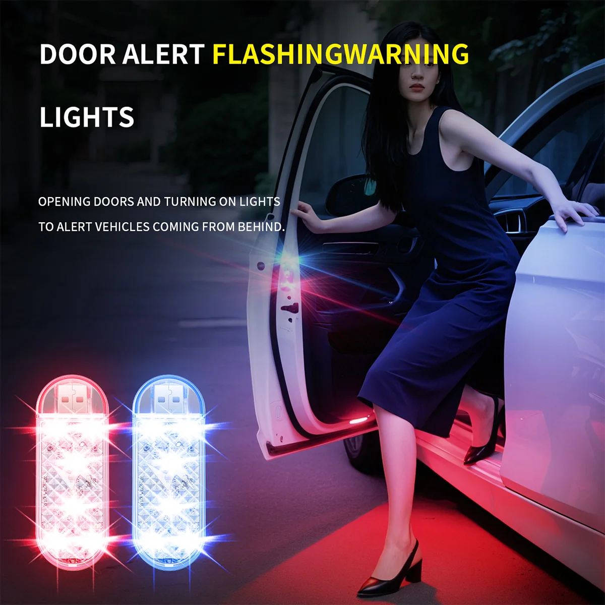 1pc Mini Car Door Warning LED Touch Light Interior Lighting Rechargeable Auto Roof Ceiling Reading Lamps Touch Sensor LED Lamp