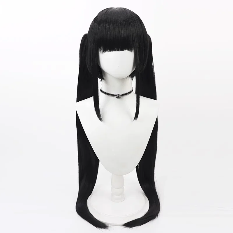 Blue Archive Wiki Hayase Yuka Cosplay Wig Black Synthetic Hair Heat Resistant Halloween Role Play Party + Wig