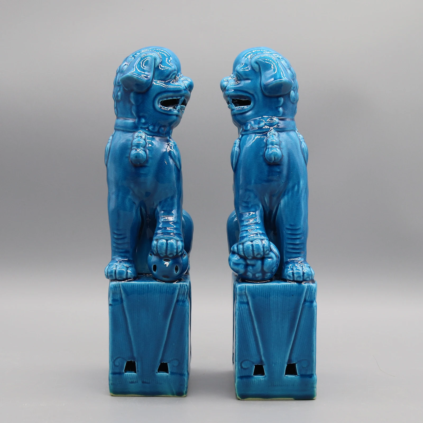 Paar Foo Dogs, Fu Dogs, Buddha Dogs, chinesische Wächterlöwen, Keramikskulptur, Heimdekoration – Detail 3