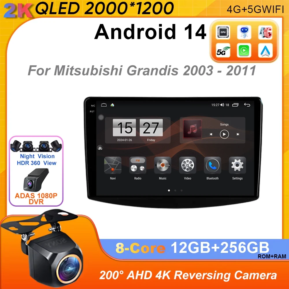 

Android 14 Car Radio Carplay For Mitsubishi Grandis 1 2003 - 2011 Navigation DVD GPS Autoradio Stereo 4G Multimedia Player Wifi