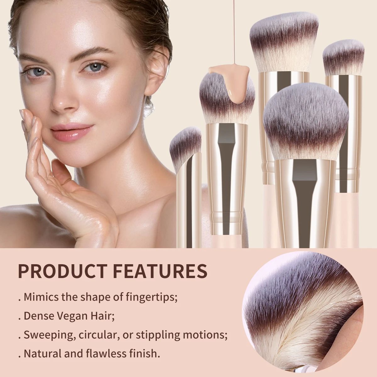 MAANGE 11PCS Makeup Brush Set with Travel Bag Foundation Powder Concealer Eyeshadow Blush Blending Face Brush Kit for Beginner