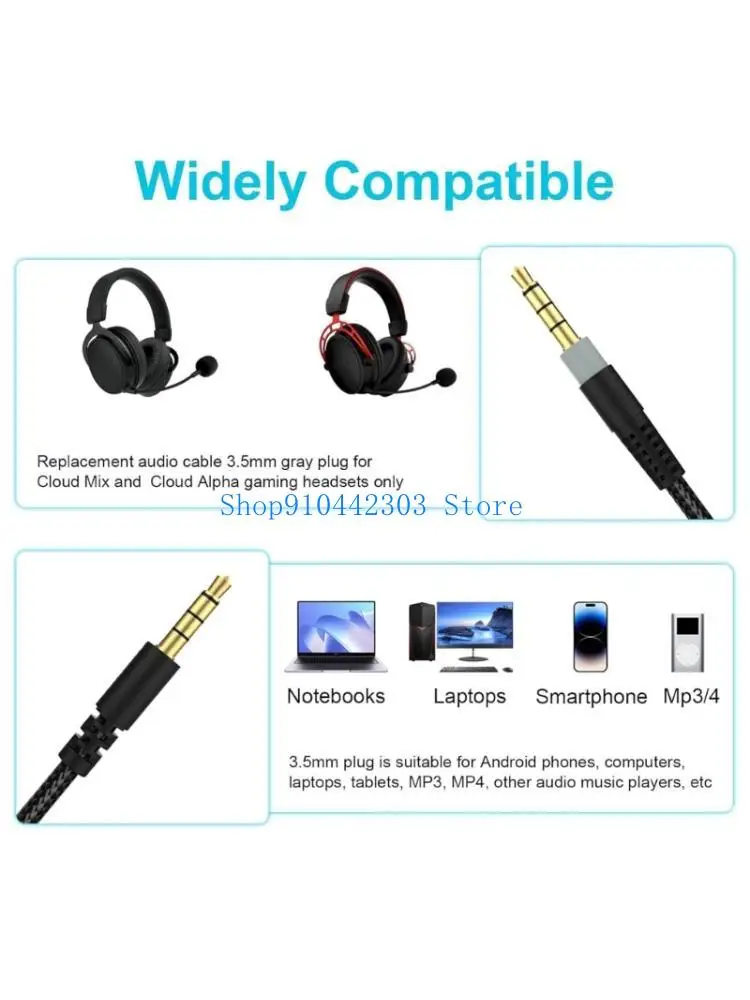 

652F Gaming Headsets Replacement Cord Enhances Sound Quality for CloudAlpha Headsets
