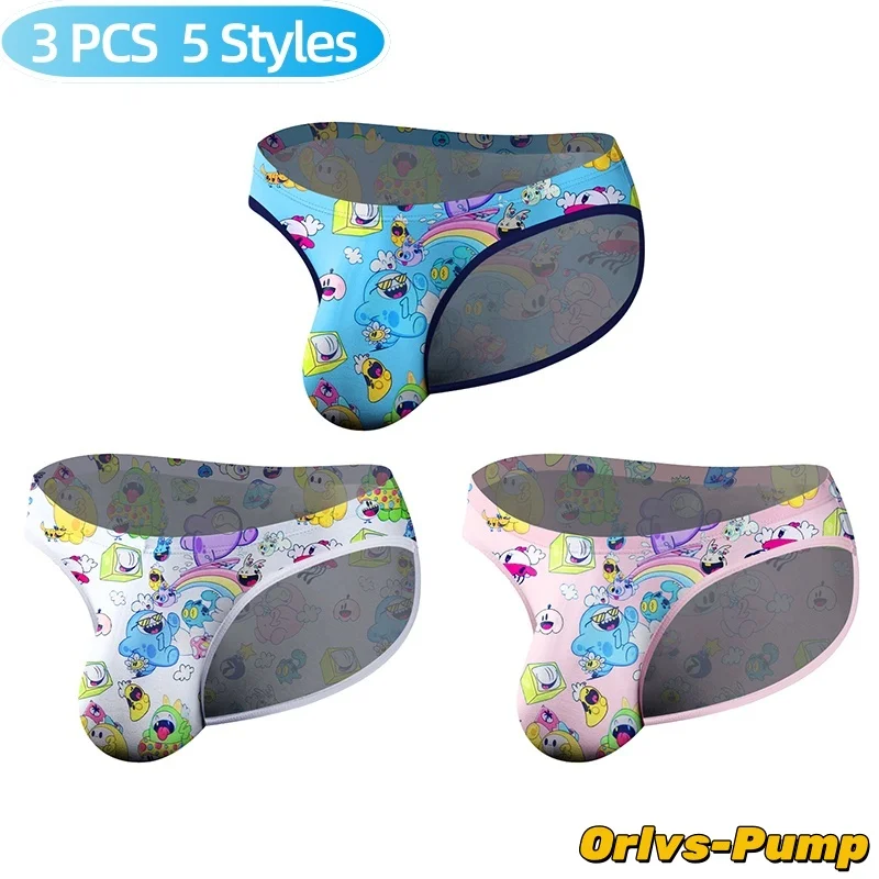 3PCS Hot Sale Modal Graffiti Printed Sexy Man Brief Underwear Men Underpant Quick Dry Slip Panties Jockstrap Men's Briefs Gaysex