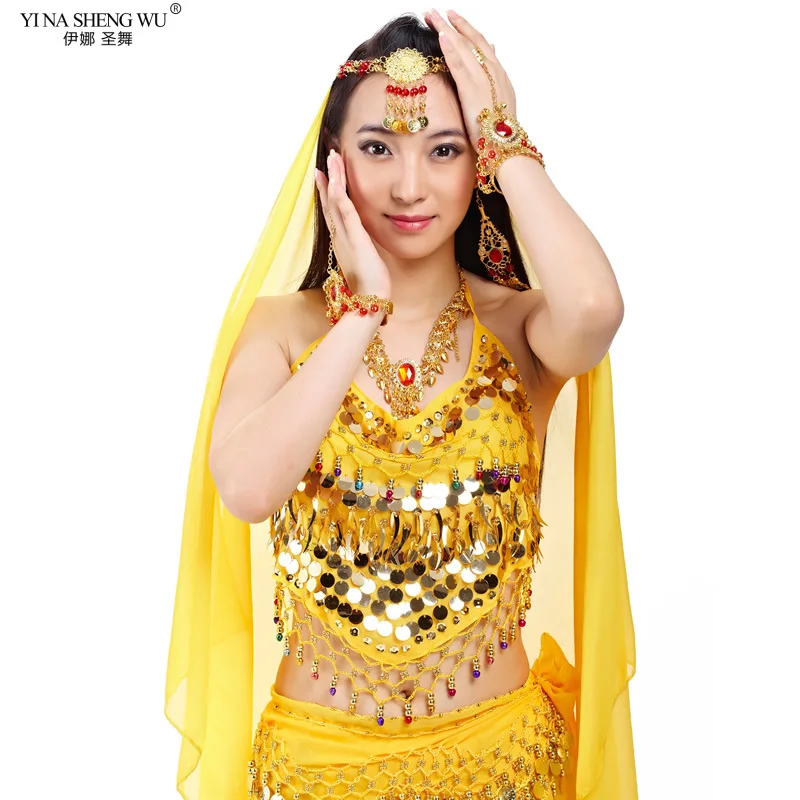 Dance Accessories Indian Dance Belly Dance Necklace Bracelet Earrings Head Chain Six-piece Dance Performance Jewelry Set Women