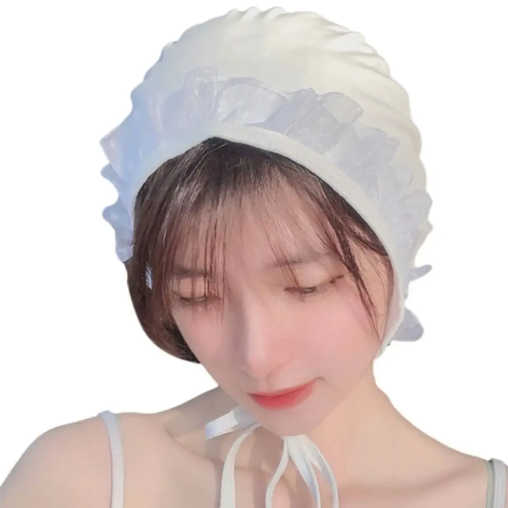 Photography Props Lace Swimming Cap Ear Protection Lightweight Elastic Diving Hat Ins Lovely Bathing Cap Seaside