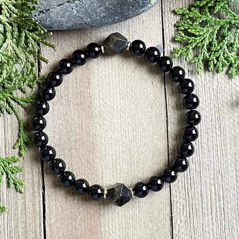 1 8mm color display bracelet, energy protection bracelet, black tourmaline and sapphire crystal bracelet, crystal bracelet
