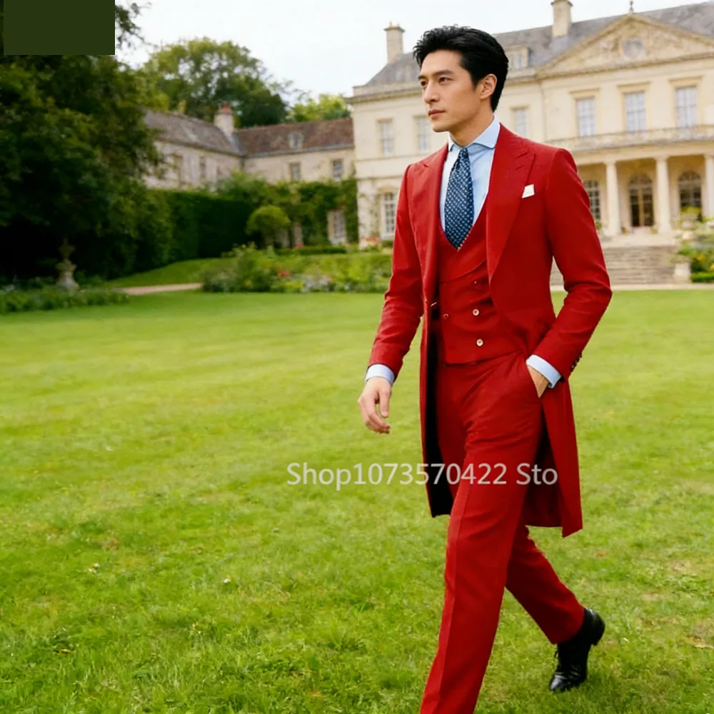 

Мужской костюм-тройка для свадьбы, однотонный смокинг для выпускного бала, комплект для торжественных мероприятий