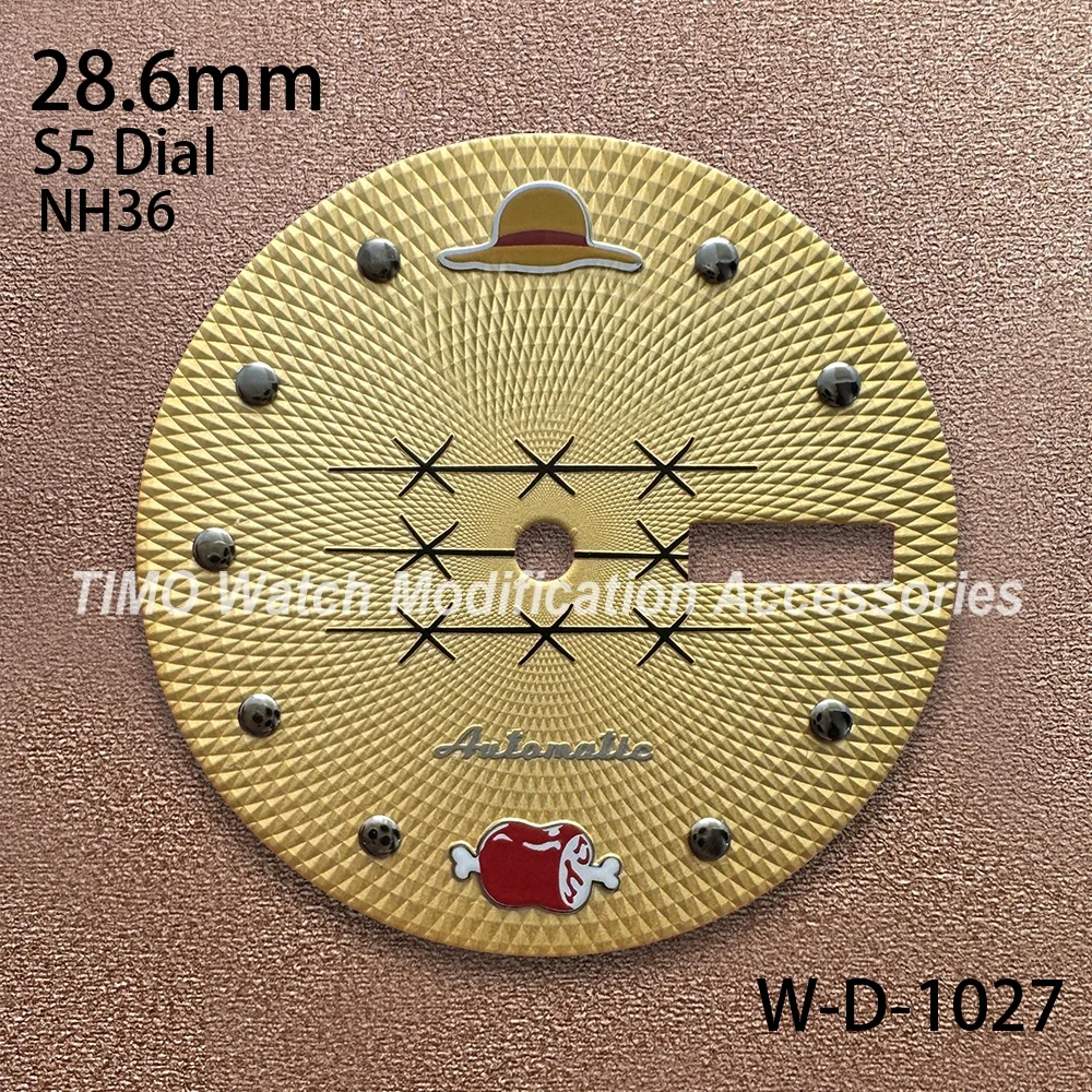 28.6mm S5 Logo Straw Hat Dial Suitable For NH36/4R36 Japanese Movement Dual Calendar Watch modification Accessories