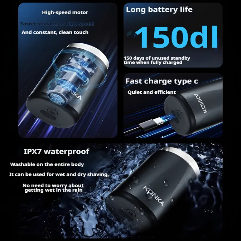 Men's Pocket Portable Mini Razor Travel Portable Full Body Wash Electric Head Sharpening Razor USB Recharge for Men image 3