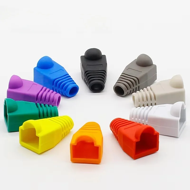 50/100pcs  connector caps  multicolour sheath protective sleeve for network connectors ethernet cable