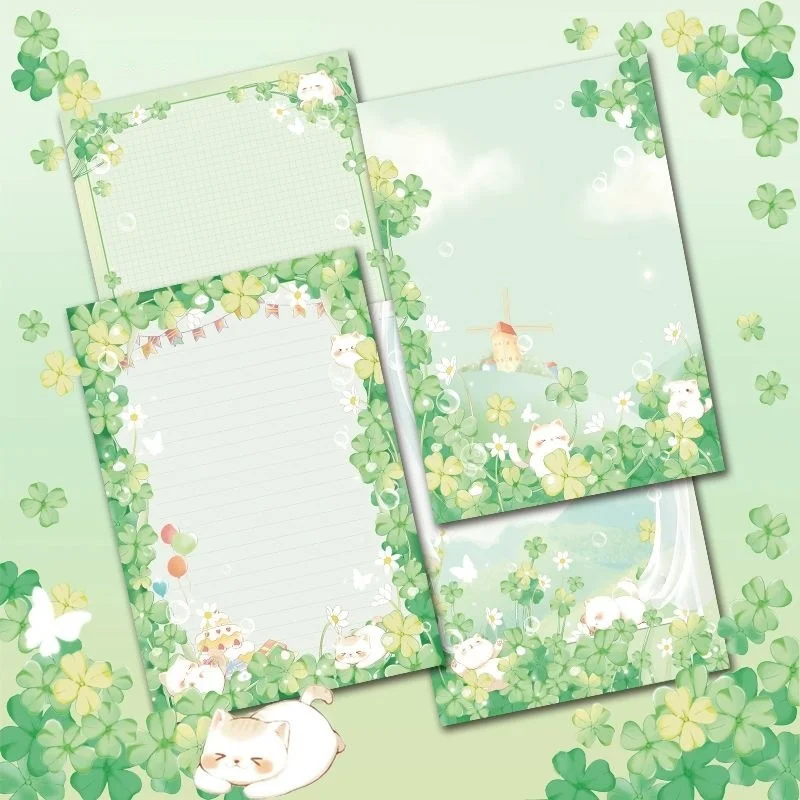 30 Sheets Per Book B5 Clover Notepad Cute Cat Aesthetic Non-Sticky Writing Pad Journal Scrapbook Paper Random Pattern 6.7x9.8in
