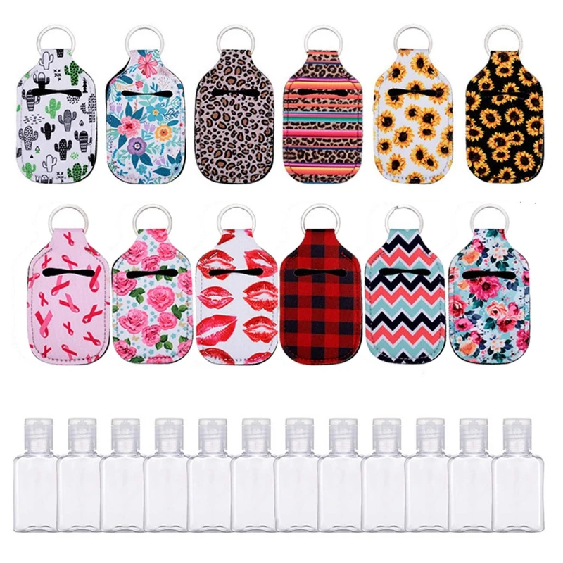 Empty Travel Bottle Keychain Portable Hand Sanitizer Bottle with Printed Drop Shipping