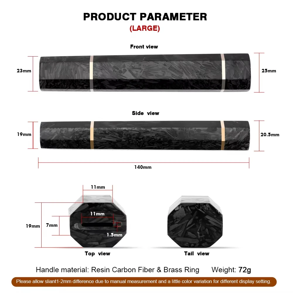Black Resin & Carbon Fiber Octagonal Kitchen Knife Handle, Japanese Chef's Knife Handle Handmade DIY Knife Custom Accessories