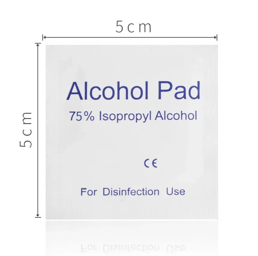 100 unids/caja almohadillas de algodón desechables con Alcohol toallitas desinfectantes tabletas de Alcohol herramientas de cuidado de limpieza al