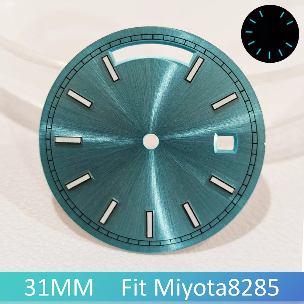 Cadran avec LOGO personnalisé pour montre Miyota 8215, 31mm, avec double calendrier lumineux bleu vert, accessoires de cadran multicolore