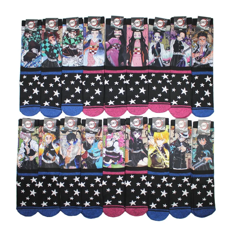 Demon Slayer Anime Socks Cartoon Cosplay donna uomo Zenitsu Tanjirou personalità calzini coppia calzini Hip Hop natale calzini regalo