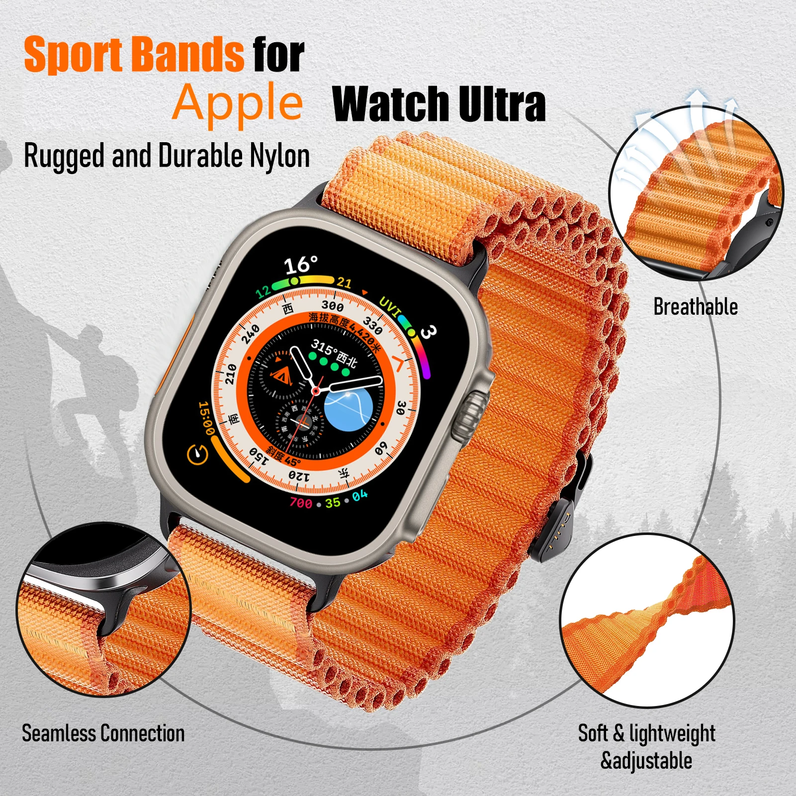 Nylon Straps for Apple Watch Ultra 2 Band 49mm 44mm 45mm 46mm 42mm Alpine Loop correa bracelet iWatch series 10 9 7 8 6 se Bands