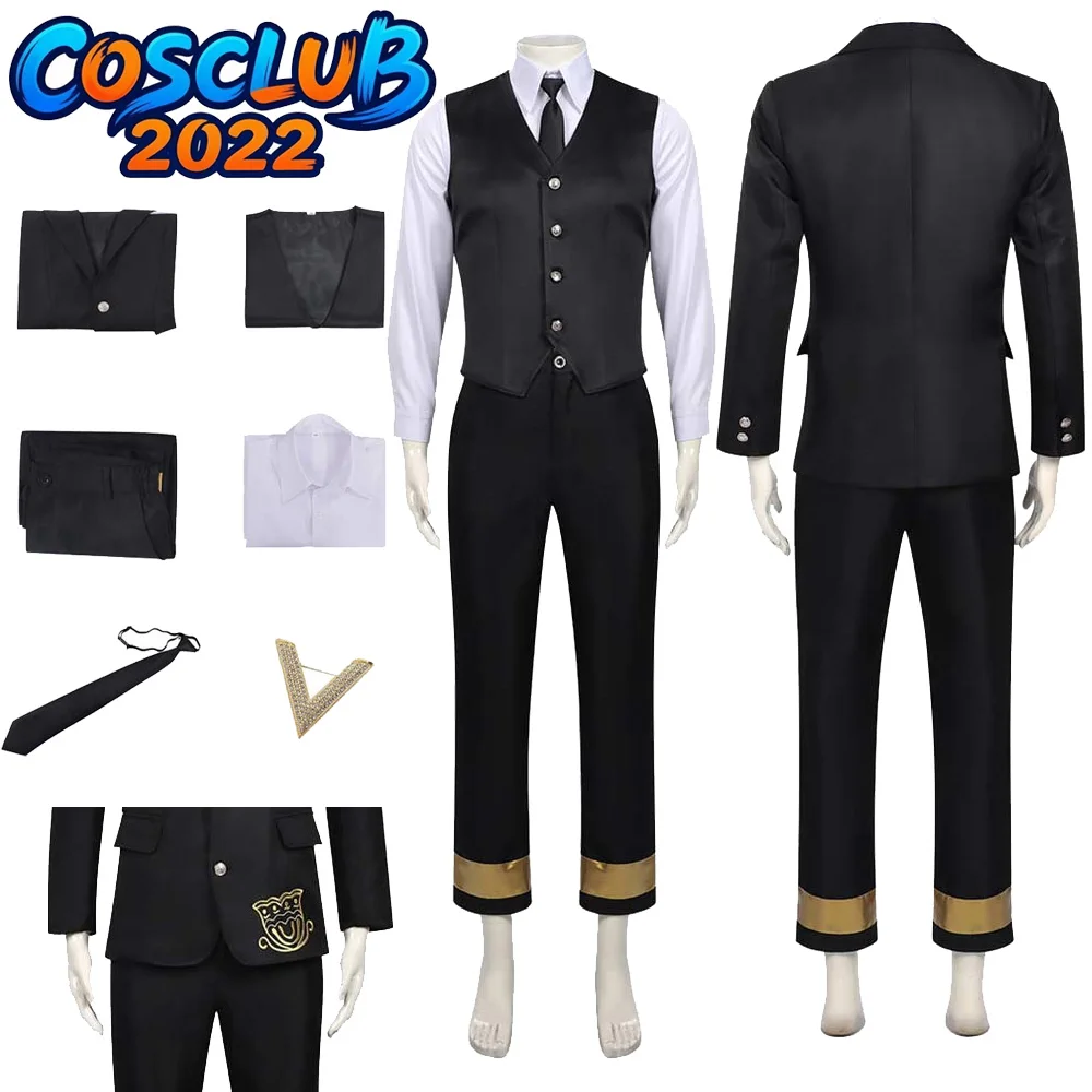 Camisa, chaleco, abrigo, pantalones, corbata, disfraz de Kangetsu Tocho para adultos, traje de uniforme de Anime, ropa de Carnaval y Halloween