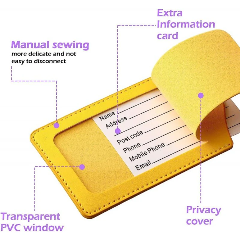 أحدث بو الأمتعة علامة ضوء لينة إكسسوارات السفر السفر اللون طائرة الأمتعة علامة الصعود تمرير حقيبة العلامة بولي Leather الجلود