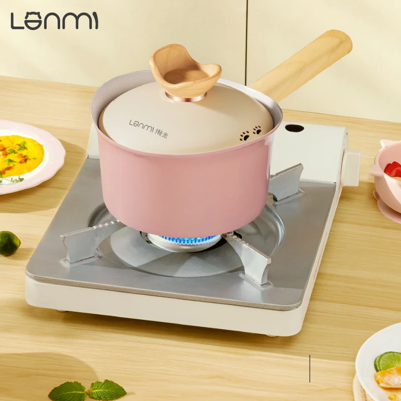 LANMI Hugging Milk Pot Healthy And Non-Stick Antibacterial Ceramics Easy-to-clean Fish Lip-inspired Design Kitchen Cookware