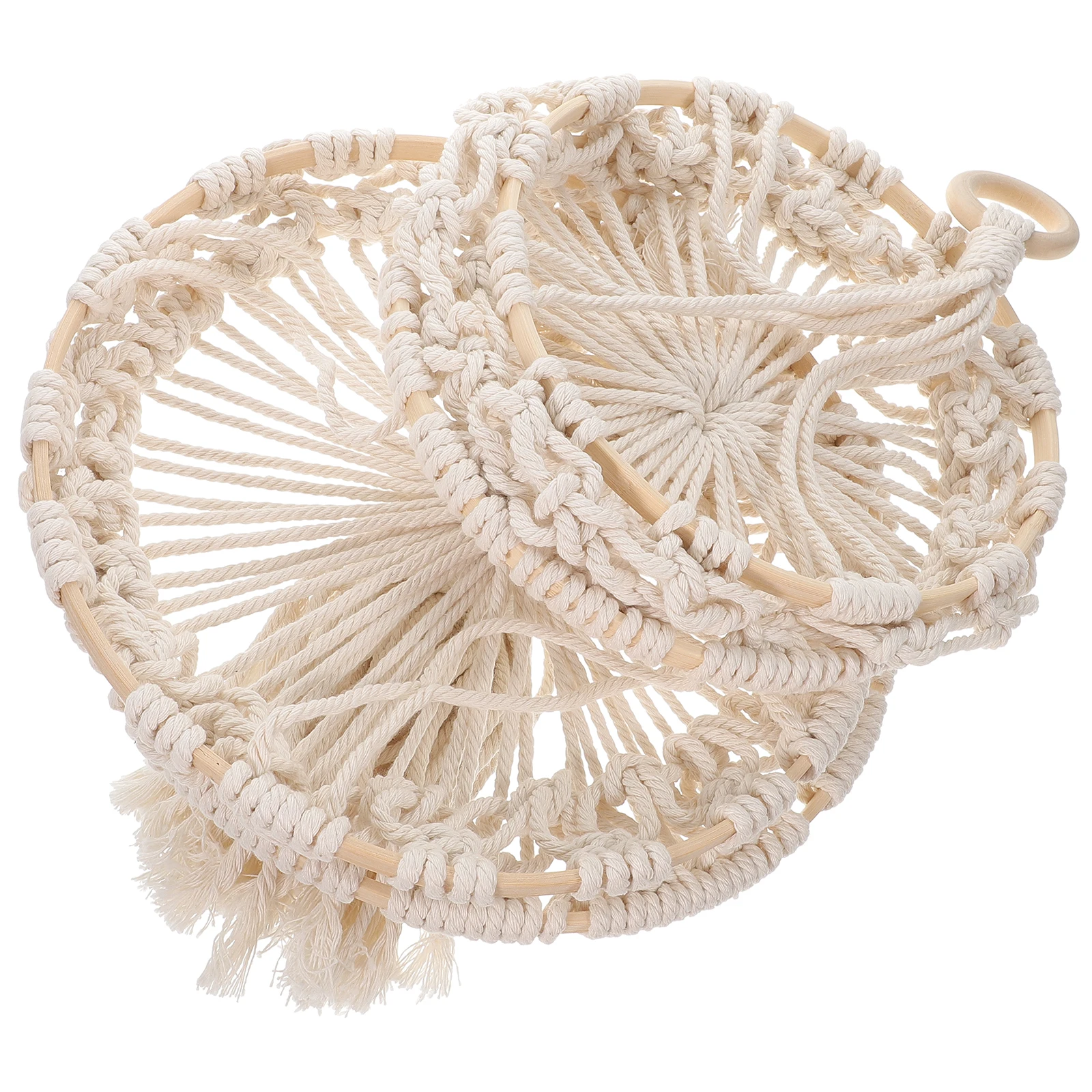 

Decorative Hanging Basket Cotton Rope Fruit Basket for Kitchen Home Storage Organizer Rustic Style Practical