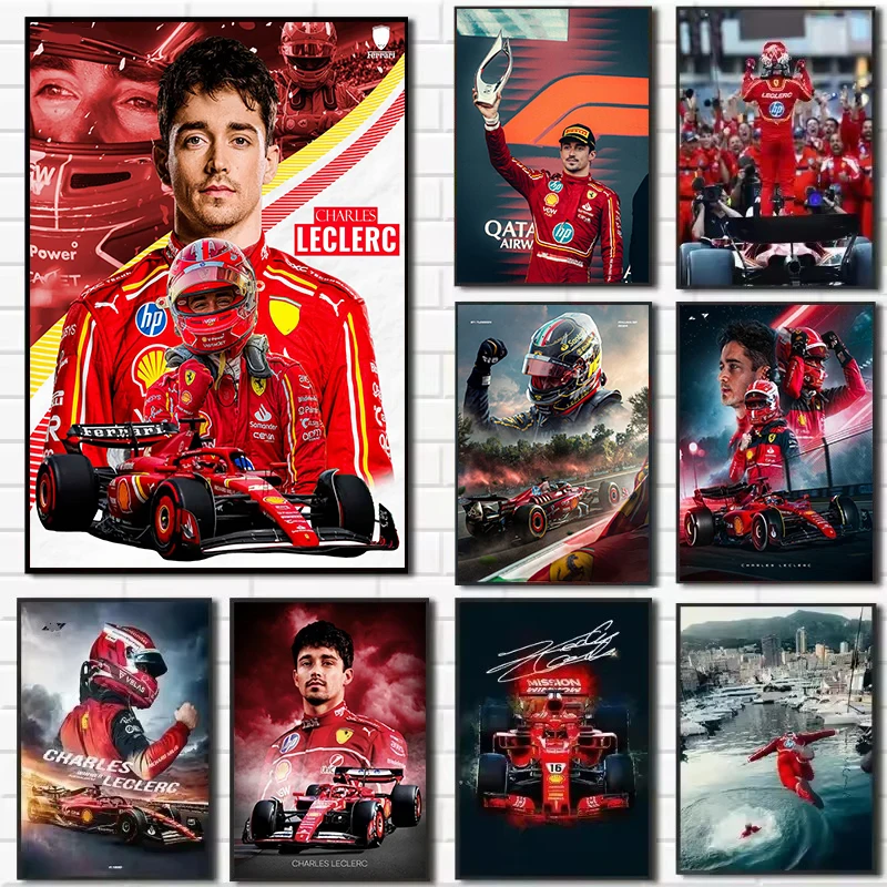 Famous Racing Driver C-Charles-Leclerc Car Racer Sports Aesthetics Poster Canvas Painting Wall Art Pictures Home Decor Gift