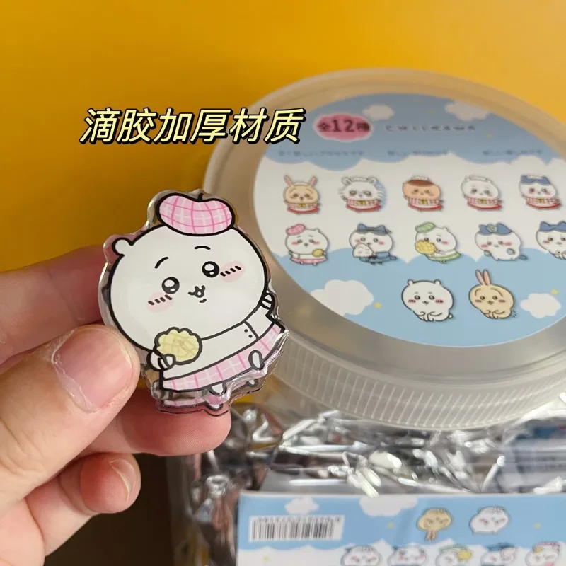 Anime Kawaii Willekeurige Chiikawas Acryl Druppel Lijm Hachiwares Usagi 12 Patroon Dubbelzijdige Pp Clip Plakbriefjes Snack Opslag Clip