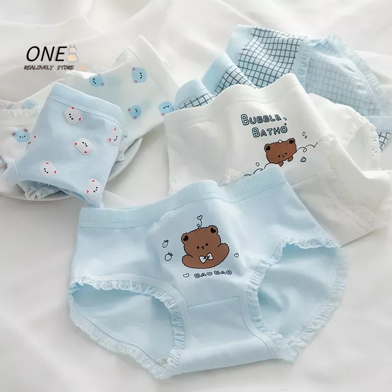 Cotton Panties Simple Cartoon Cute Bear Girl Briefs Women Underwear Sexy Lingerie Soft Pantys Intimates Short Underpant