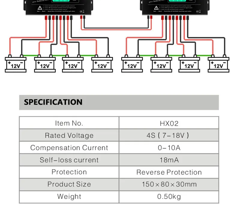 MAZAVA PLC-10 HX02 Battery Balancer 2S 4S 12V 24V 36V 48V 96A ctive LCD Lead Acid Li li-ion LiFePO4 Battery Equalizer Monitor