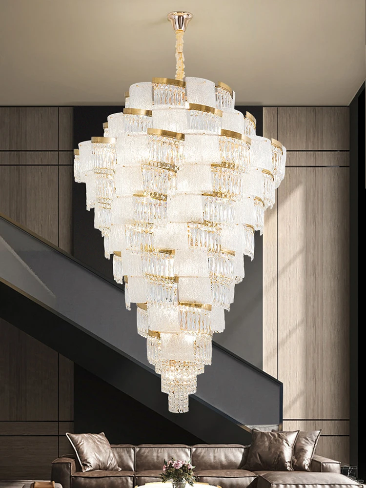 Villa High Ceiling Living Room Crystal Chandelier Simple Modern Personality New Design Luxury Stairwell High Quality PendantLamp