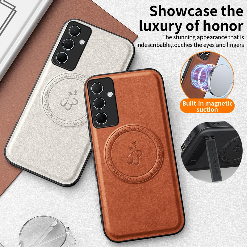Lens Protection Wireless Charging For Samsung Galaxy A57 A55 A53 A52s A56 A54 5G Holder Leather Phone Case Cover Magnetic Cases