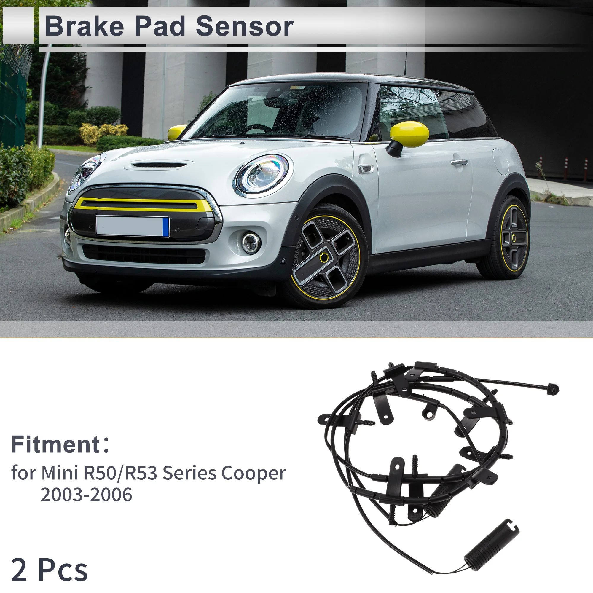 UXCELL 2Pcs Front Rear Wheel Brake Pad Wear Sensor No.34356761447 Disc Break Pad Wear Indicator Sensor for Mini R50/R53 Series C