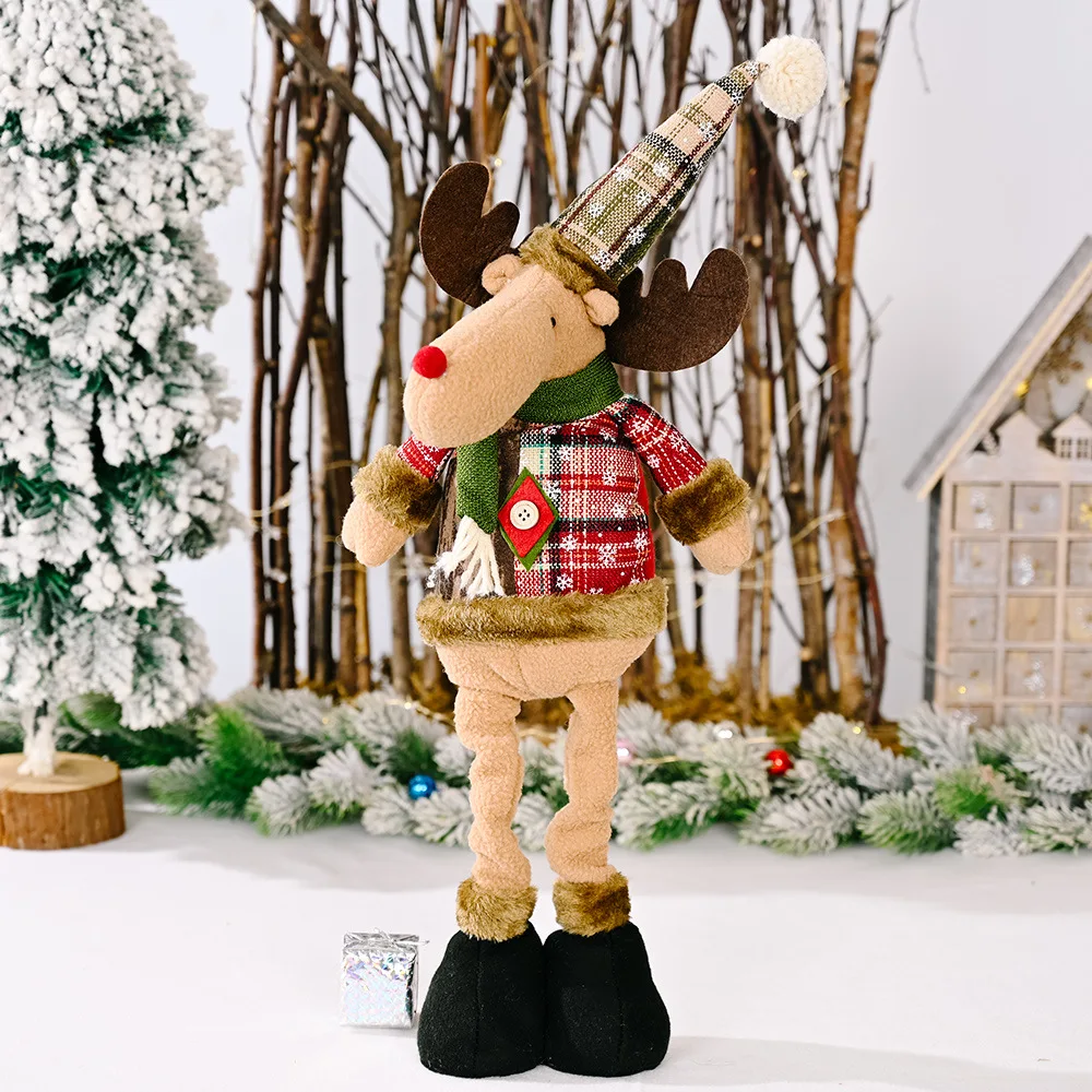 

Cross border New Christmas Vintage Snowflake Checkered Fabric Stretch Doll Hotel Shopping Mall Christmas Decoration Decoration D