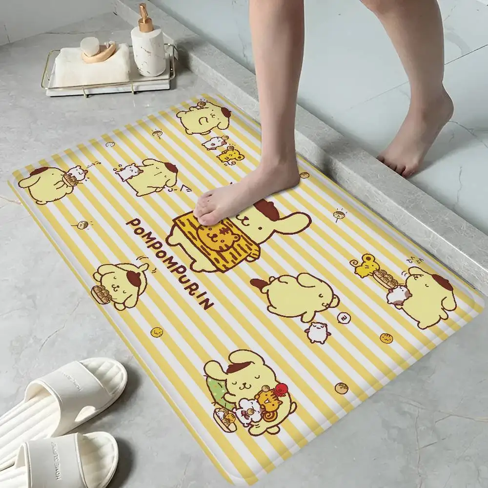 Cute P-Pom Purin Entrance Door Mat Nordic Style Bedroom Living Room Doormat Home Balcony Anti-Slip Modern Home Decor