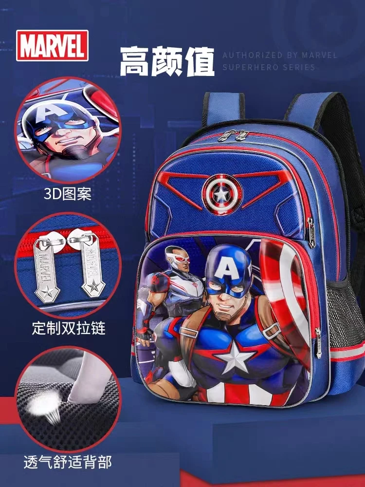 2024 Disney School Bags For Boys Grade 1-3 Primary Student Shoulder Orthopedic Backpack Iron Spider Man Large Capacity Mochila