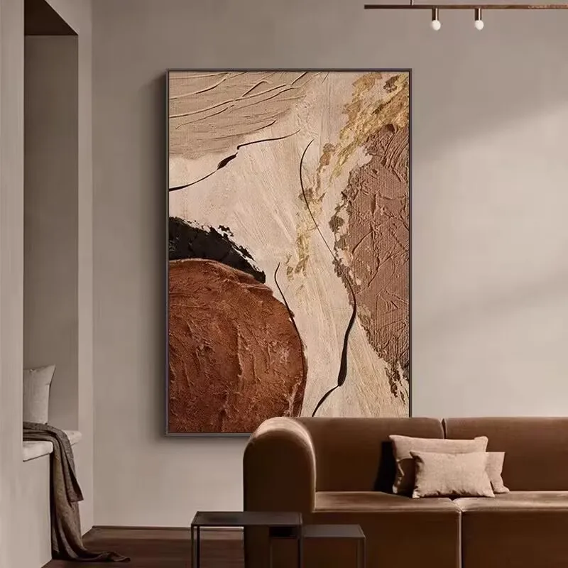 

Настенный постер теплого цвета в скандинавском стиле для домашнего декора, акриловая картина маслом ручной работы, высококачественная фреска для гостиной, постер
