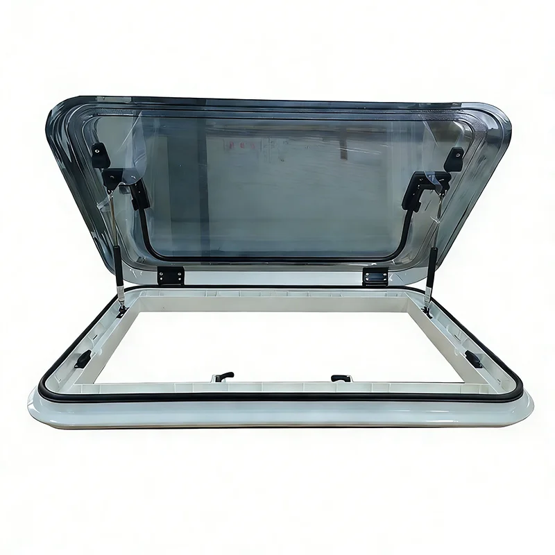 Factory Price RV Skylight 800x500mm Aluminum Frame Campervan Sunroof Caravan Roof Window with Gauze Fly Net Blind
