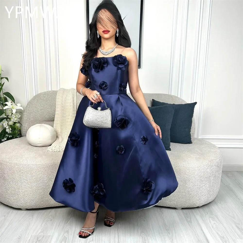 Customized Prom Gown Evening Formal Dress YPMWZX Strapless A-line Ankle Length Skirts Flower Bespoke Occasion Dresses Party Occ