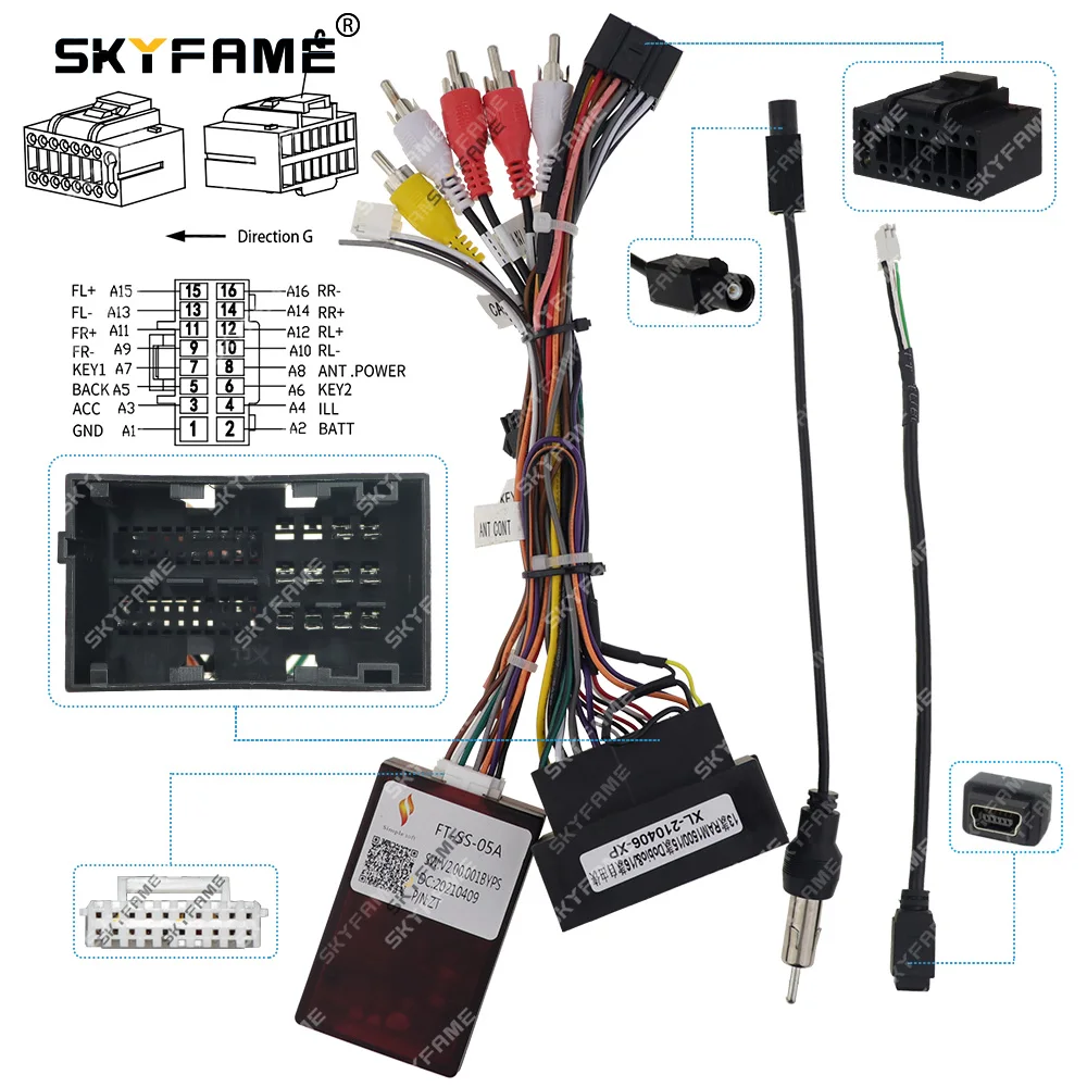 SKYFAME wiązka przewodów samochodowych dekoder adaptera Canbus dla fiata Aegea Tipo Mobi Toro 500X Uno Argo Cronos FT-SS-05A RP5-FT-003